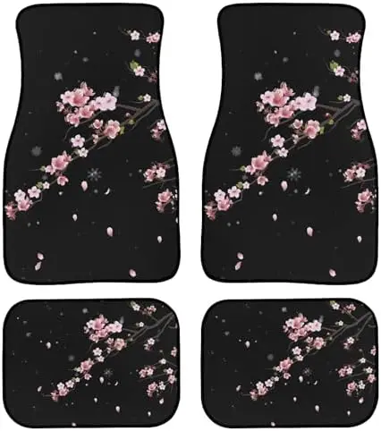 

Cherry Blossom Car Floor Mats - Universal Floral Pink Flower Auto Accessories for Front & Rear