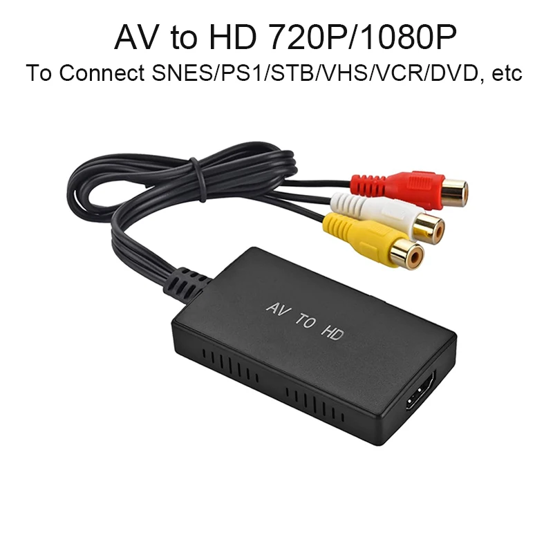 AV TO HD 720P/1080P RCA TO HDMI-Compatible Converter TO Connect SNES/PS1/STB/VHS/VCR/DVD, Etc TO Connect TV, Projector, Monitor