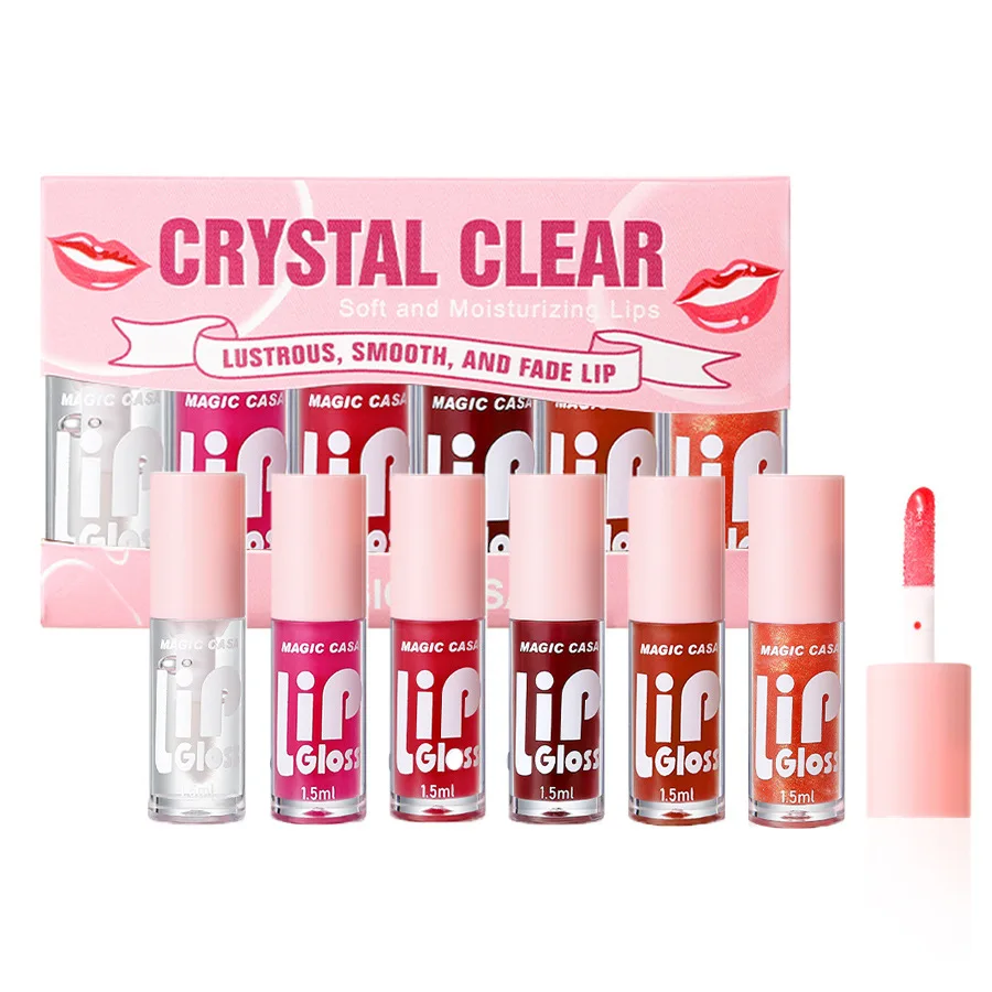 6 unids/set hidratante aceite de labios de gelatina lápiz labial hidratante de larga duración suave brillante labio hidratante líquido brillo de labios bálsamo