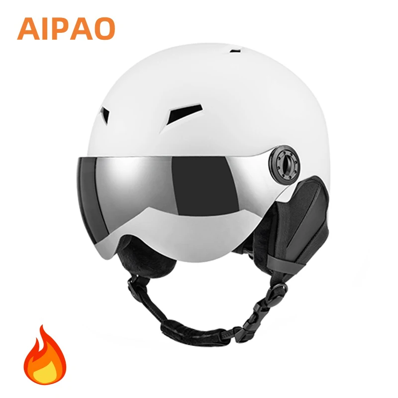 AIPAO Outdoor Ski Helmet Men's and Women's New Type Helmet with Removable Earmuffs and Goggles Ski Professional Safety helmet