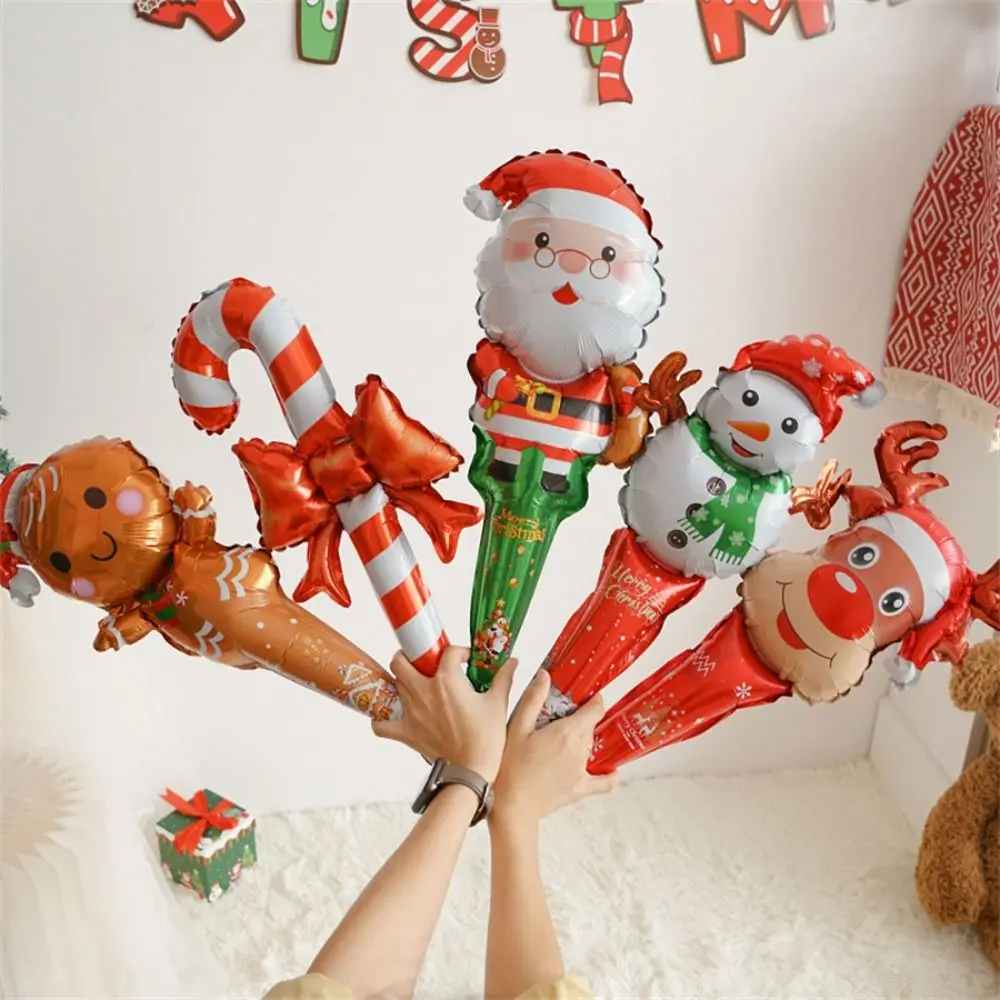 Snowman Elk Christmas Stick Air Balloons Gingerbread Man Aluminum Film Santa Claus Foil Balloons Large Merry Christmas