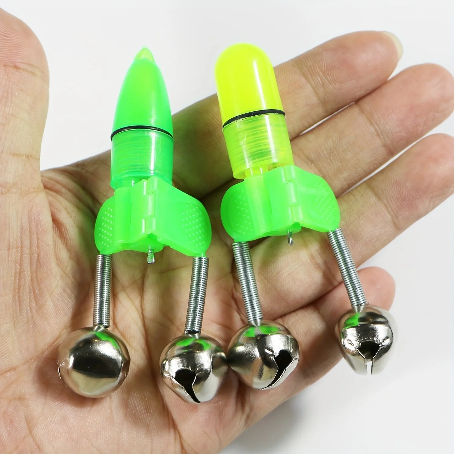 Sinos de alarme de isca com luz LED, Indicador de mordida pesca noturna, Sinos de anel duplo, Tackle Light Clips