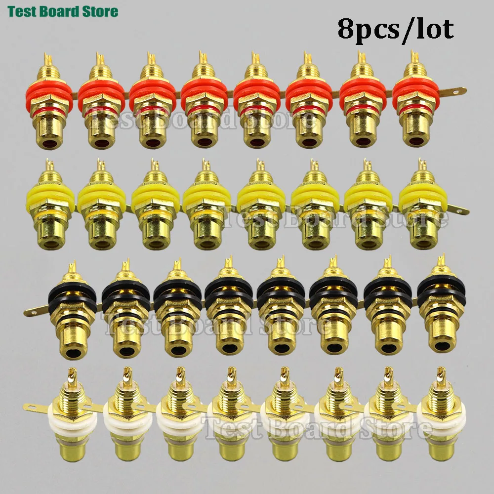 

8pcs/lot Chassis Panel Mount Adapter Zinc Alloy Gold Plating Female RCA Jack Connector Accessories RCA Female Plug Audio Socket