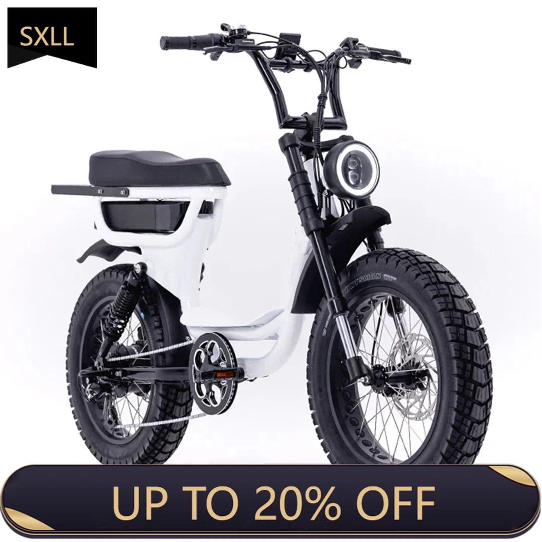 

SXLL 2025 New Retro Retro Style Motorcycle 52V 1000W Dual Shock Fork Fat Boy Long Seat 50km/h Wide Tire Electric Bicycle Bicycl