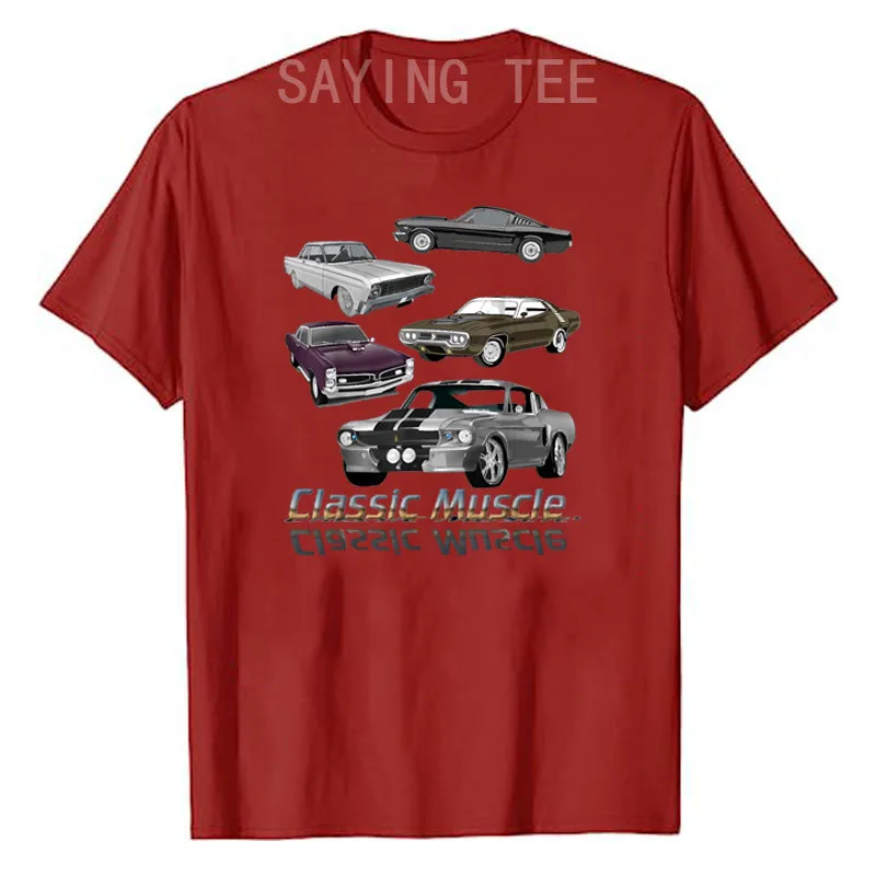 Classic American Muscle Cars Novelty T-Shirt Types of Difference Cars Graphic Tee Tops Funny Retro Style Vintage Outfits Gifts