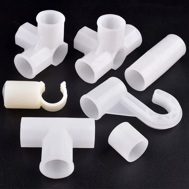 10/30Pcs 19mm Plastic White Pipe Connector End Cap Tee Straight Four Way Wardrobe Hook Joint DIY Shelf Tent Fixed Joint Fittings