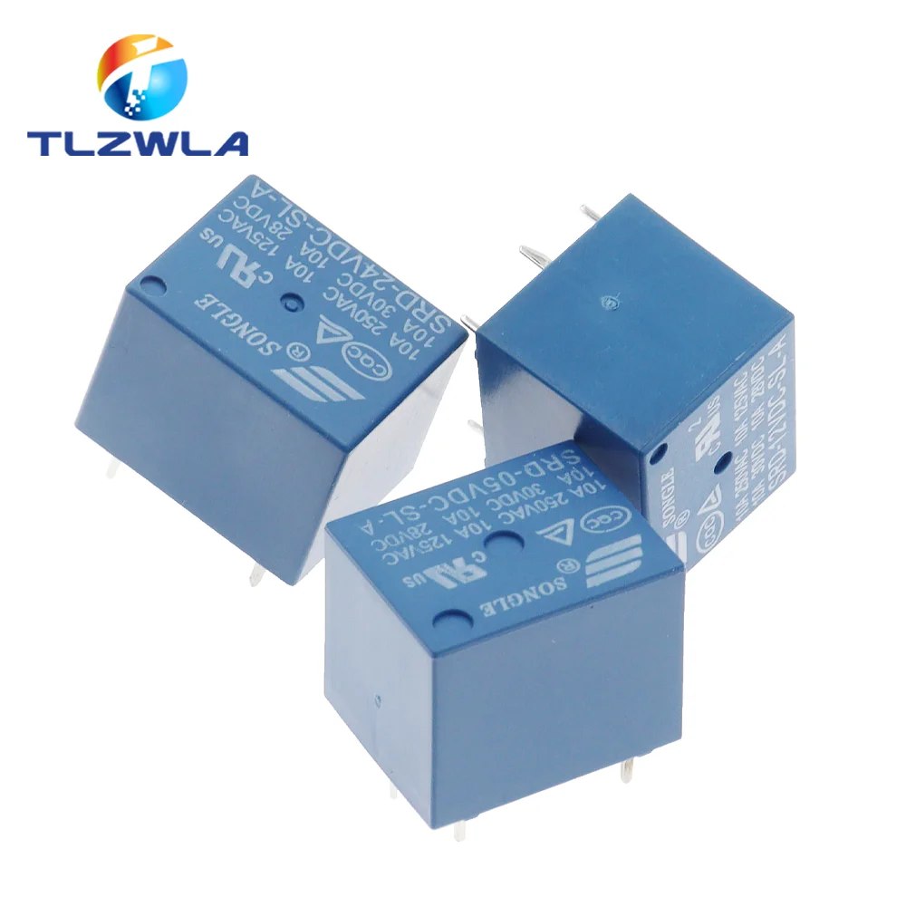 5Pcs Relays SRD-03VDC-SL-A SRD-05VDC-SL-A SRD-06VDC-SL-A SRD-09VDC-SL-A SRD-12VDC-SL-A 3V 5V 6V 9V 12V 24V 48V 10A 250VAC 4PIN