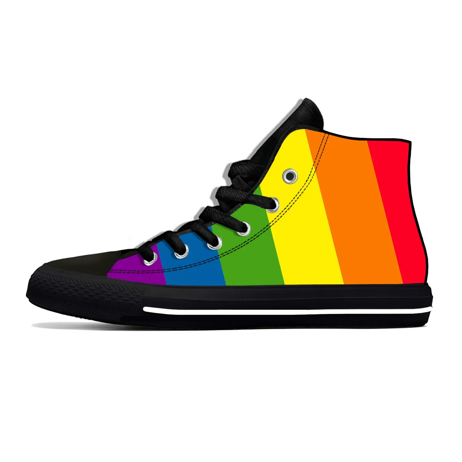 LGBT LGBTQ Gay Lesbian Rainbow Pride Flag Cartoon Casual Cloth Shoes High Top Comfortable Breathable 3D Print Men Women Sneakers