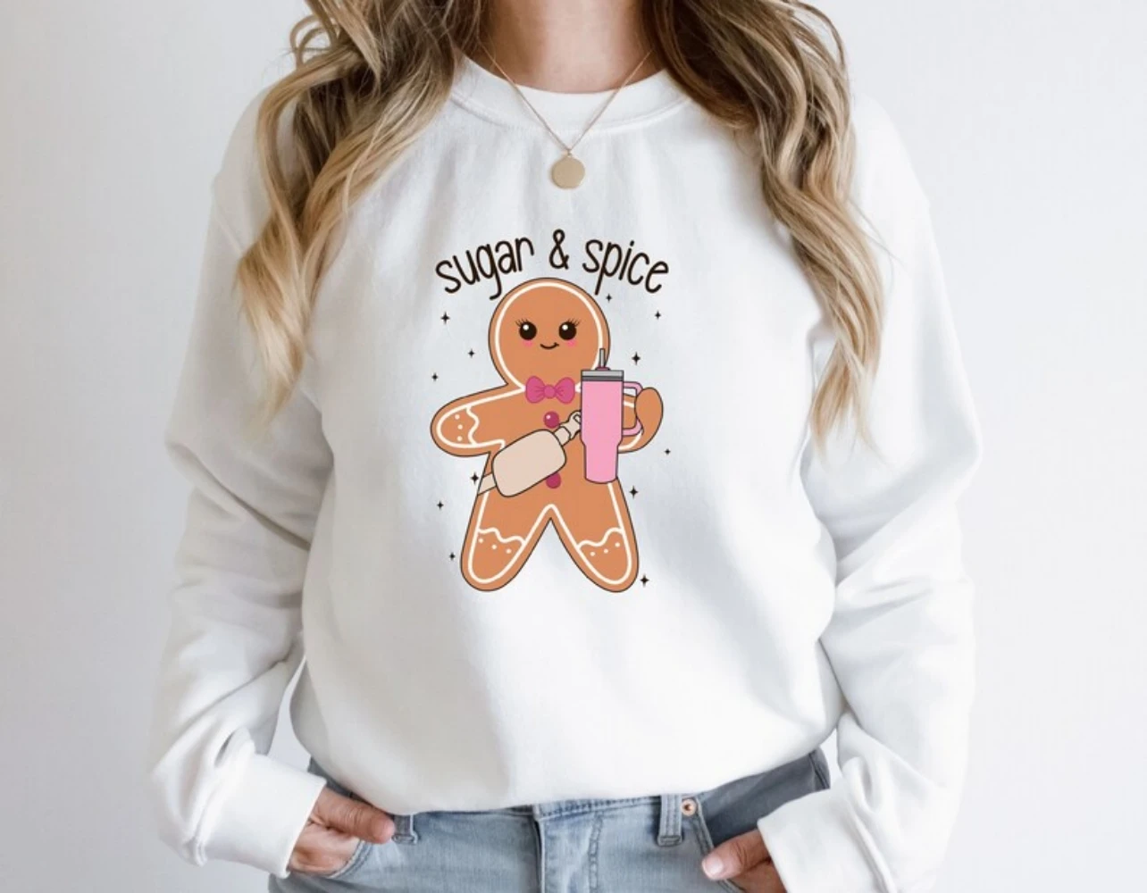 Sugar and Spice Sweatshirt Gingerbread Funny Trendy Xmas Shirt Bougie Christmas Cute Cookies Top Woman Family Christmas Gift