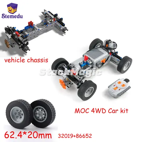 MOC 4WD 원격 제어 자동차 섀시 키트 62.4*20mm 휠 사륜구동 기술 자동차 M 모터 서보 모터 AA 배터리 박스 포함