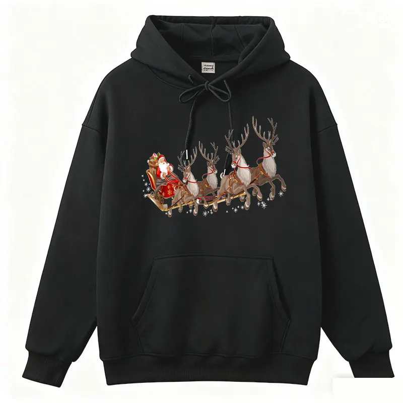 Christmas Reindeer Sweatshirt Reindeer Sweater Santa's Reindeer Sleigh Hoodies Christmas Family Matching Pajama Matching Top