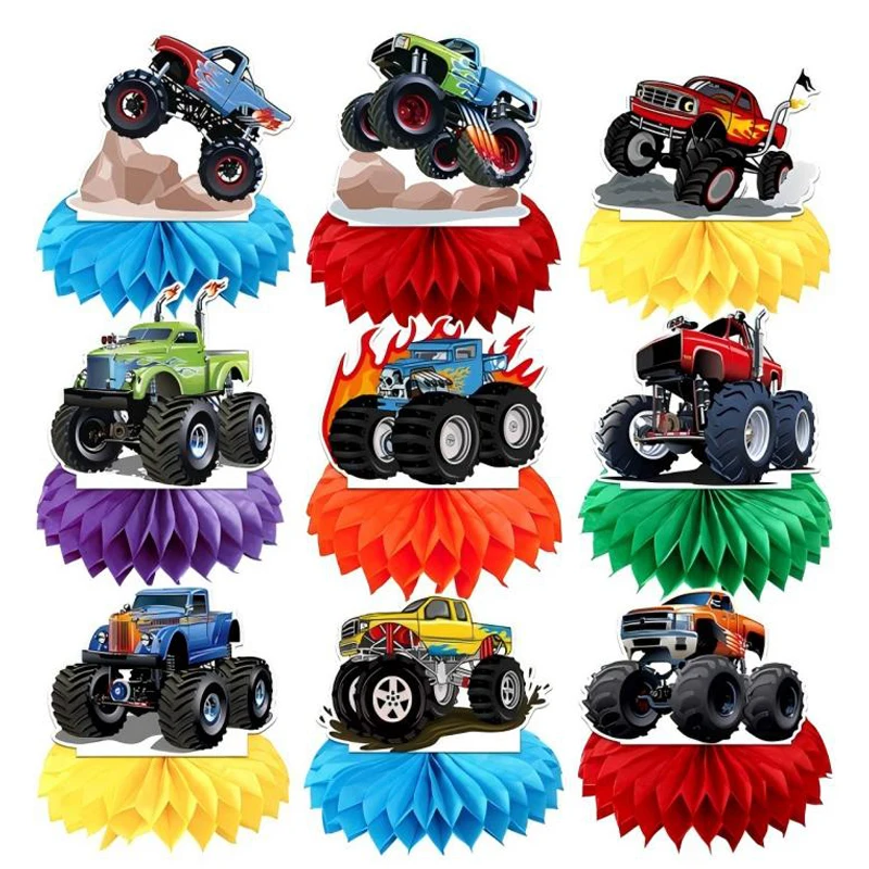 Monster Truck Geburtstagsdekorationen Geschirr Teller Tasse Geschenk Monster Truck Geburtstag Partyzubehör Ballon Hintergrund Party Setup – Detail 18