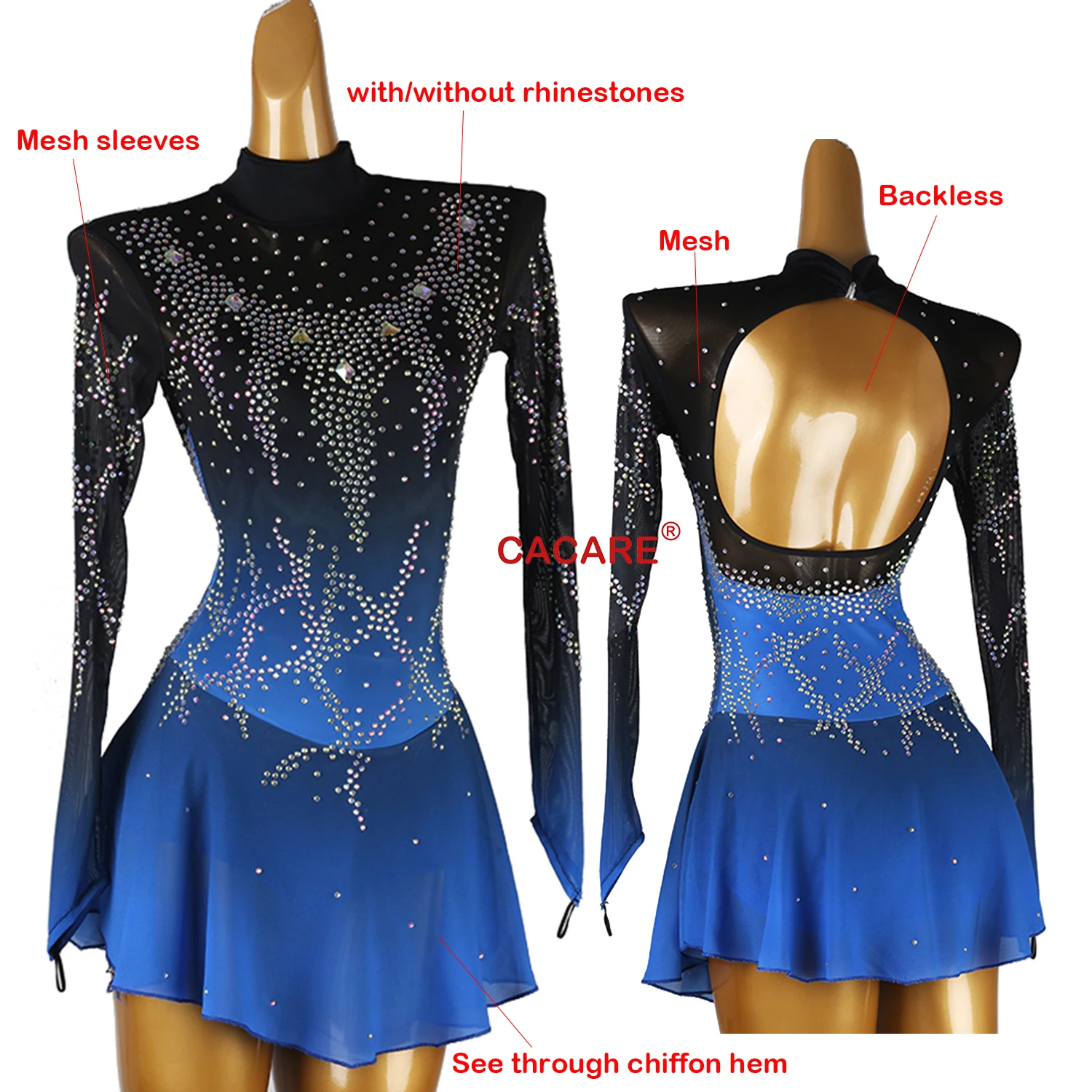 ชุดฟิกเกอร์สเก็ต ชุดเต้นรำ ชุดแสดงบนเวที เสื้อผ้าเด็กผู้หญิง เสื้อผ้าเด็ก ชุดสเก็ตน้ำแข็งแนวศิลปะ ชุดนักสเก็ตน้ำแข็ง B011