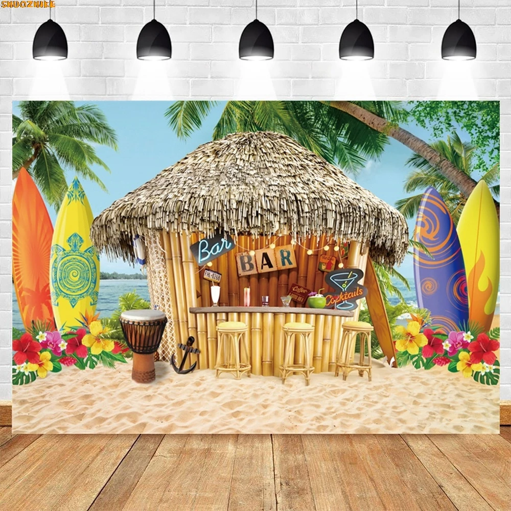 

Beach Summer Holiday Coconut Trees Photography Backdrop Beach Sunlight Surfboard Birthday Party Photo Studio Background VT-22