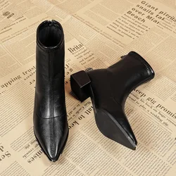 Comemore Ankle Boots for Women New Fashion Pointed Toe Solid Color Versatile Ladies Shoes High Heels Women's Outwear Short Botas