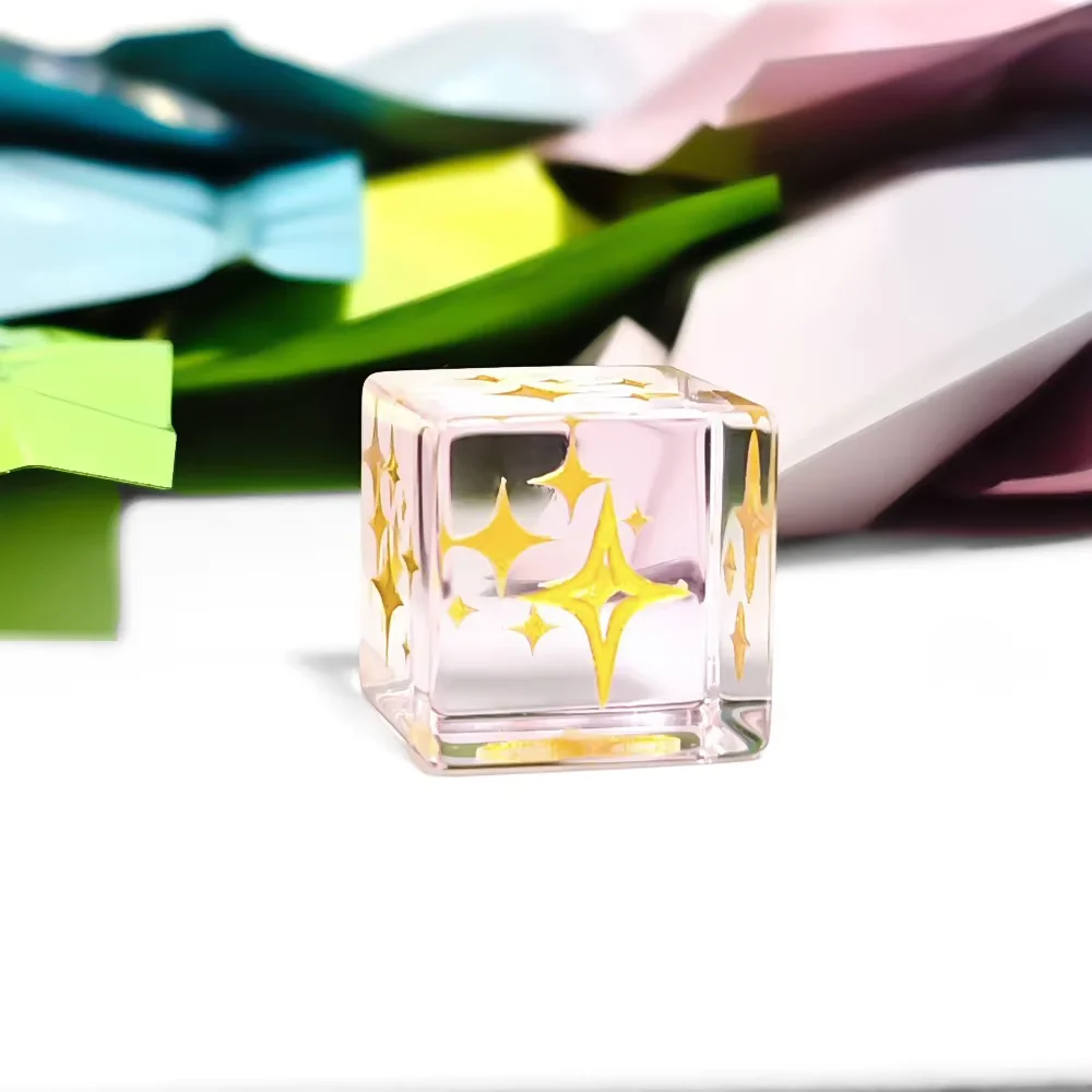 16mm Glass Material Dice of Four-pointed Star Pattern D6 Cube Dice for Home Casual Party Gathering Game Board Game Accessories