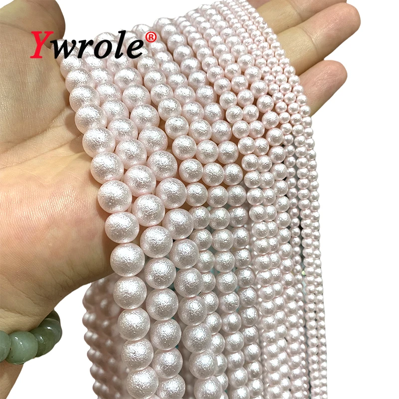 6 8 10MM Japanese Cotton Pearl Pink Loose Round Spacer Beads for Jewelry Making DIY Earrings Bracelet Charms Accessories 15''