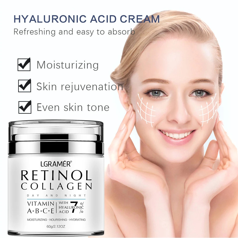 Retinol crema facial antienvejecimiento hidratante eliminador de arrugas colágeno cremas de ácido hialurónico cuidado de la piel cosmético 60ML