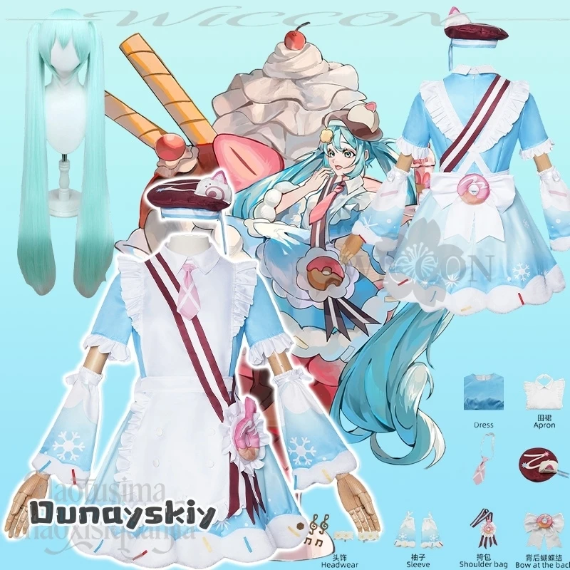 Dream ZS@Snow Mikkuu 2026 زي جديد تأثيري أنيمي لعبة مشروع Sekai Kawaii الأزرق كعكة فستان ندفة الثلج نمط الحلو لوليتا #2