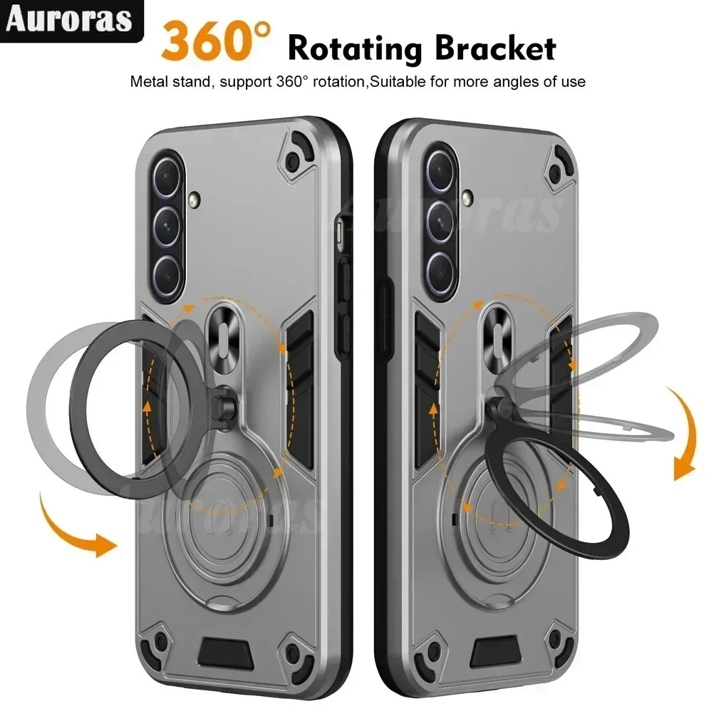 

Shockproof Armor Case for Samsung Galaxy A55 A15 A05S A05 A54 A14 Play Silicone+PC Metal Ring Phone Back Cover S23 Ultra S23 FE