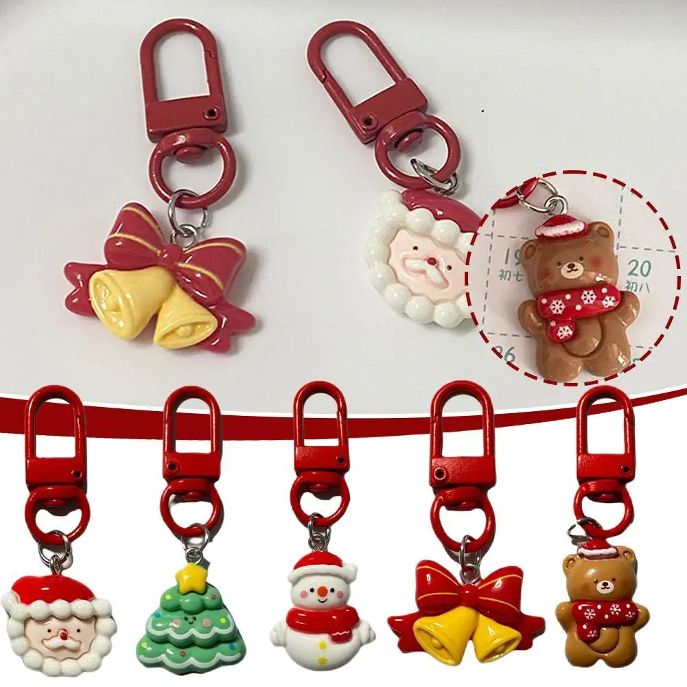 Cartoon Christmas Theme Keychain Cute Bear Snowman Backpack Pendant Couple Girlfriends Gift Accessories Diy Handmade Accessories