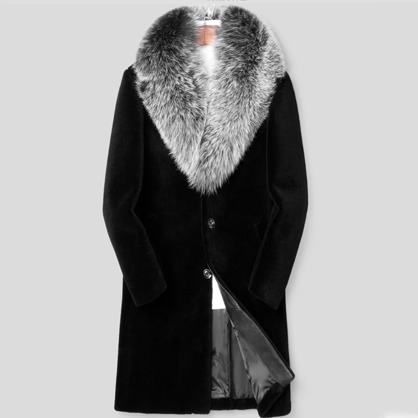Men's Faux Fur Coat Winter 2026 Thicken Fluffy Long Sleeve Warm Outerwear Luxury Fur Bontjas Jacket Lapel Plush Windbreaker Coat