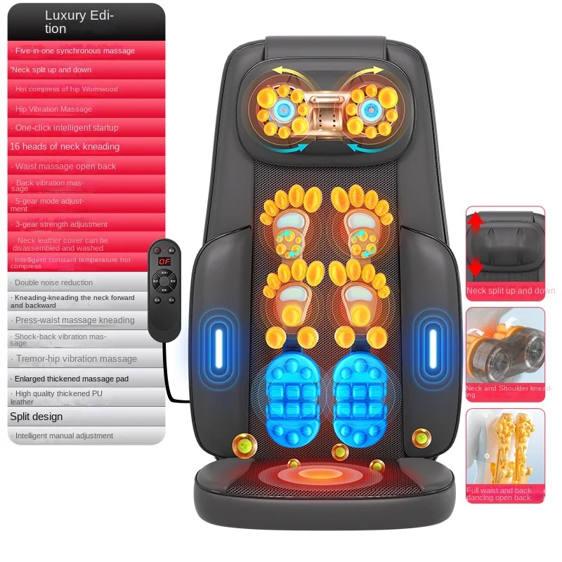 

Electric Massage Chair Vibration Mat Heat Neck Cushion With Kneading Function