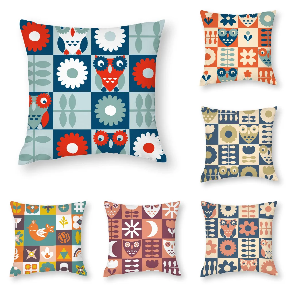 

Owls and Flowers Pillow Case 3D Print Polyester Fiber 45*45 cm Home Sofa Throw Pillow Cover Decoration Festival Gift
