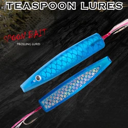 6PCS Lure Bait Sea Fishing Feathers Rotating Sequins Iron Plate Bow Horn Single Hook Trolling Mackerel Bait Special Artifact
