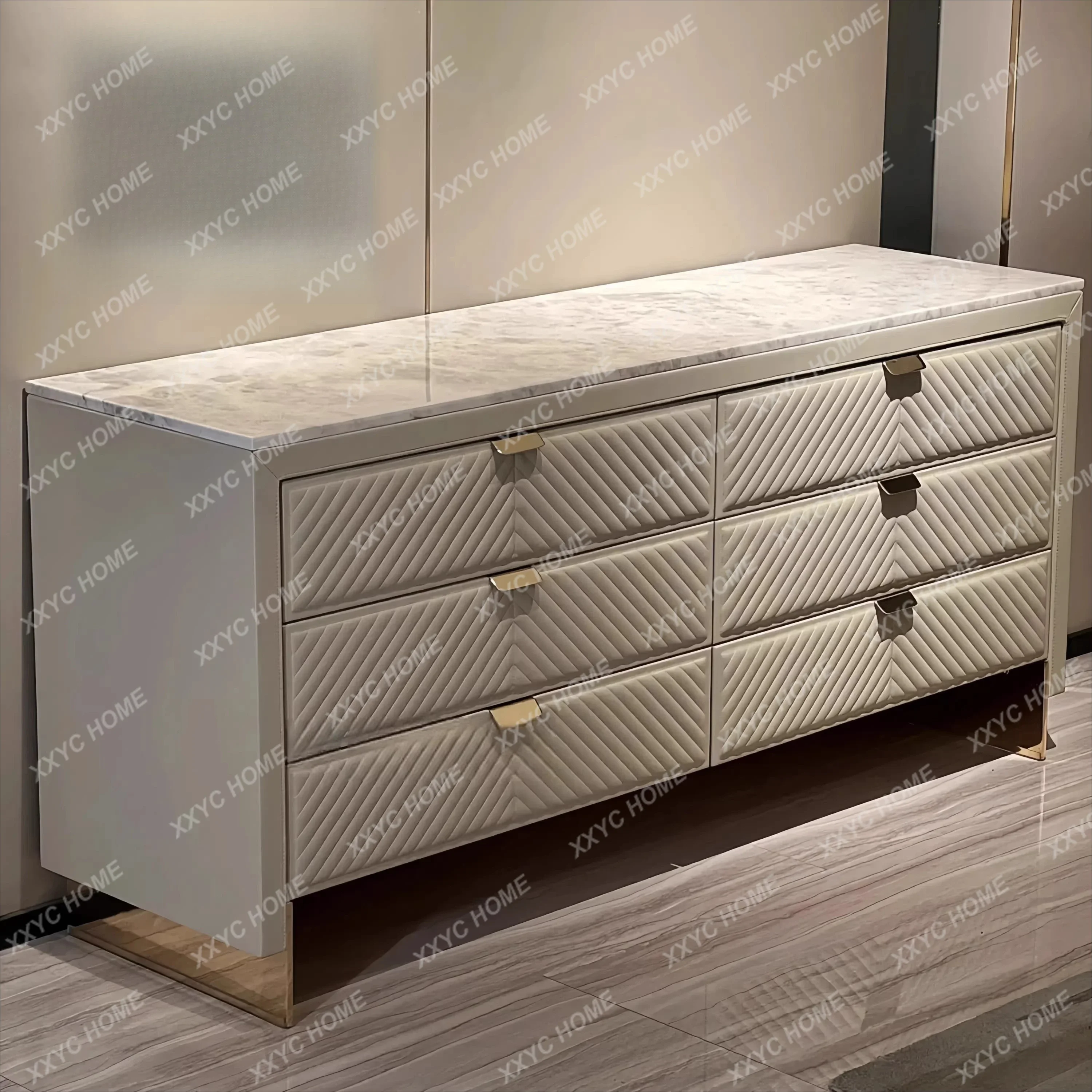 

Light Luxury Sideboard TV Cabinet Marble Three-Drawer Cabinet for Living Room Dining Room Bedroom Luxury Stone