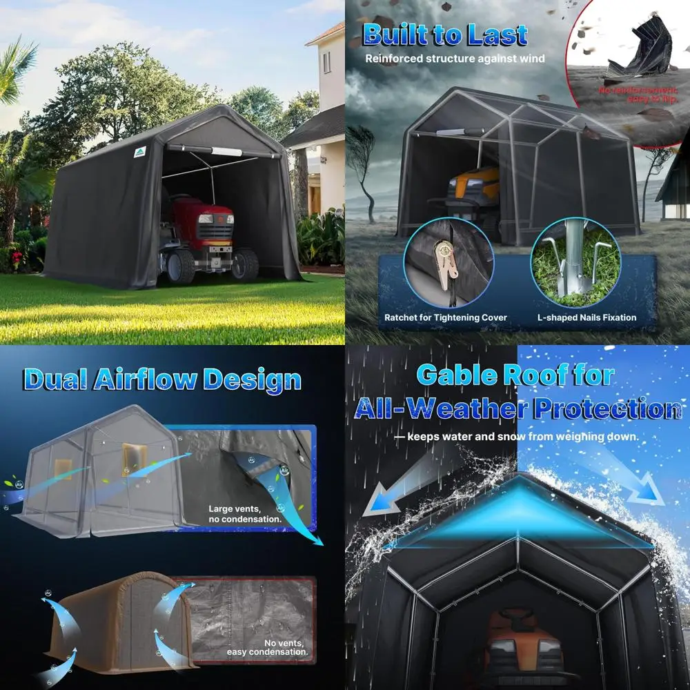 

Heavy-Duty 10x10 ft Outdoor Canopy Storage Shelter Portable Shed Carport with Roll-Up Doors and Ventilation