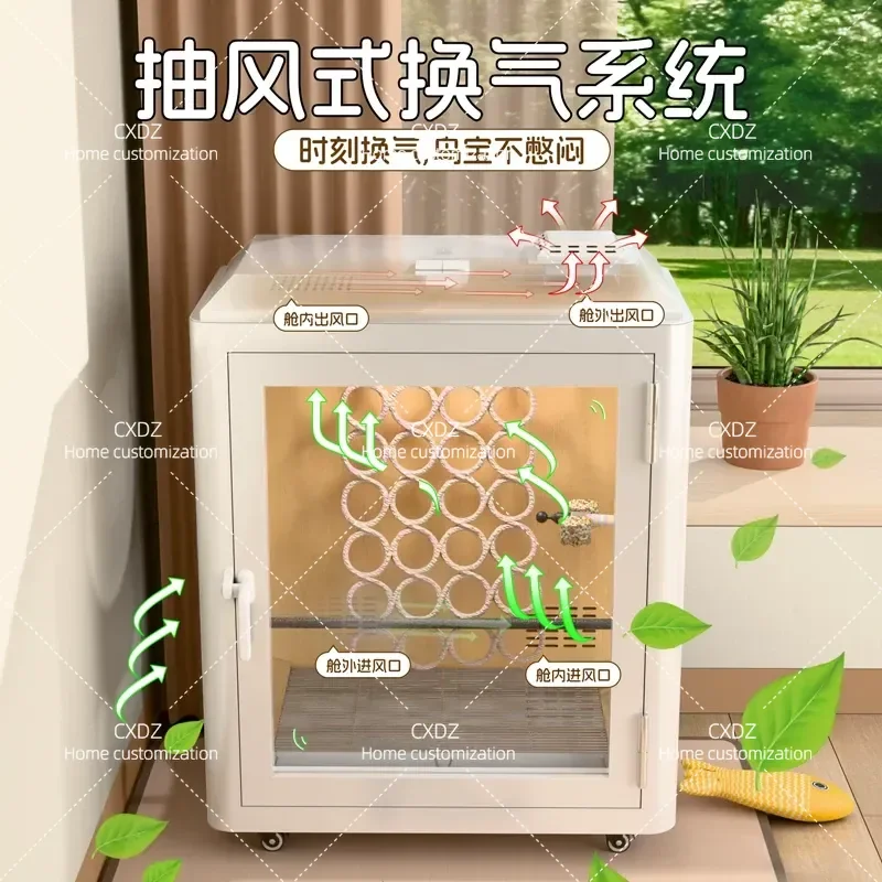 Bird Cabin Parrot Soundproof Room Pet Soundproof Cage Large Parrot Monk Parakeet Household Pet Noise Reduction Enclosure