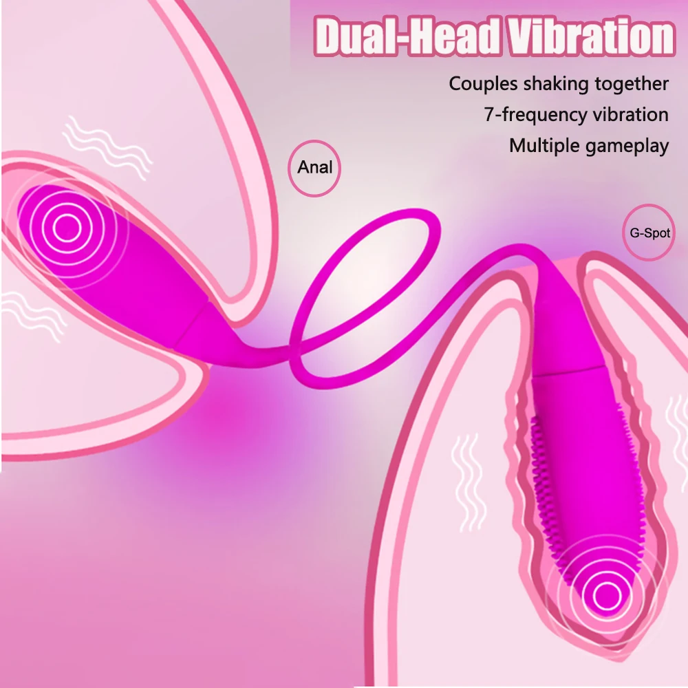 Rechargeable Dual Vibrator 7 Speeds Double Head Bullet Dildo Vibrator Sex Toy for Women Anal Butt Plug Adult Sexy Toy For Couple