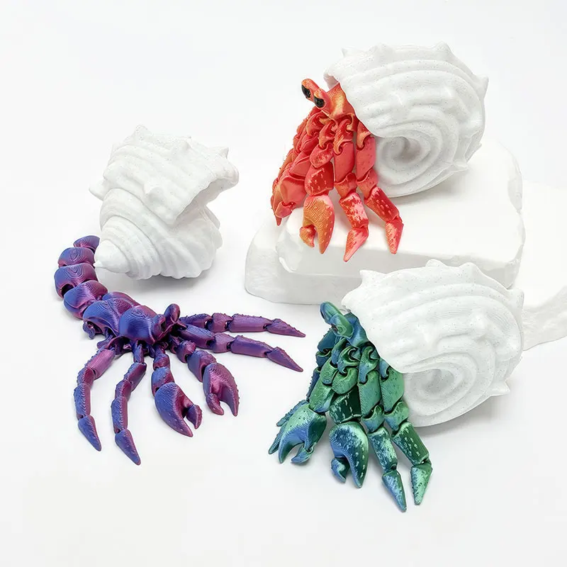 Articulated Hermit Crab 3D Printed Model Movable Joints Cool Desktop Creative Ornament Fun Home Room Decoration Crafts Artwork