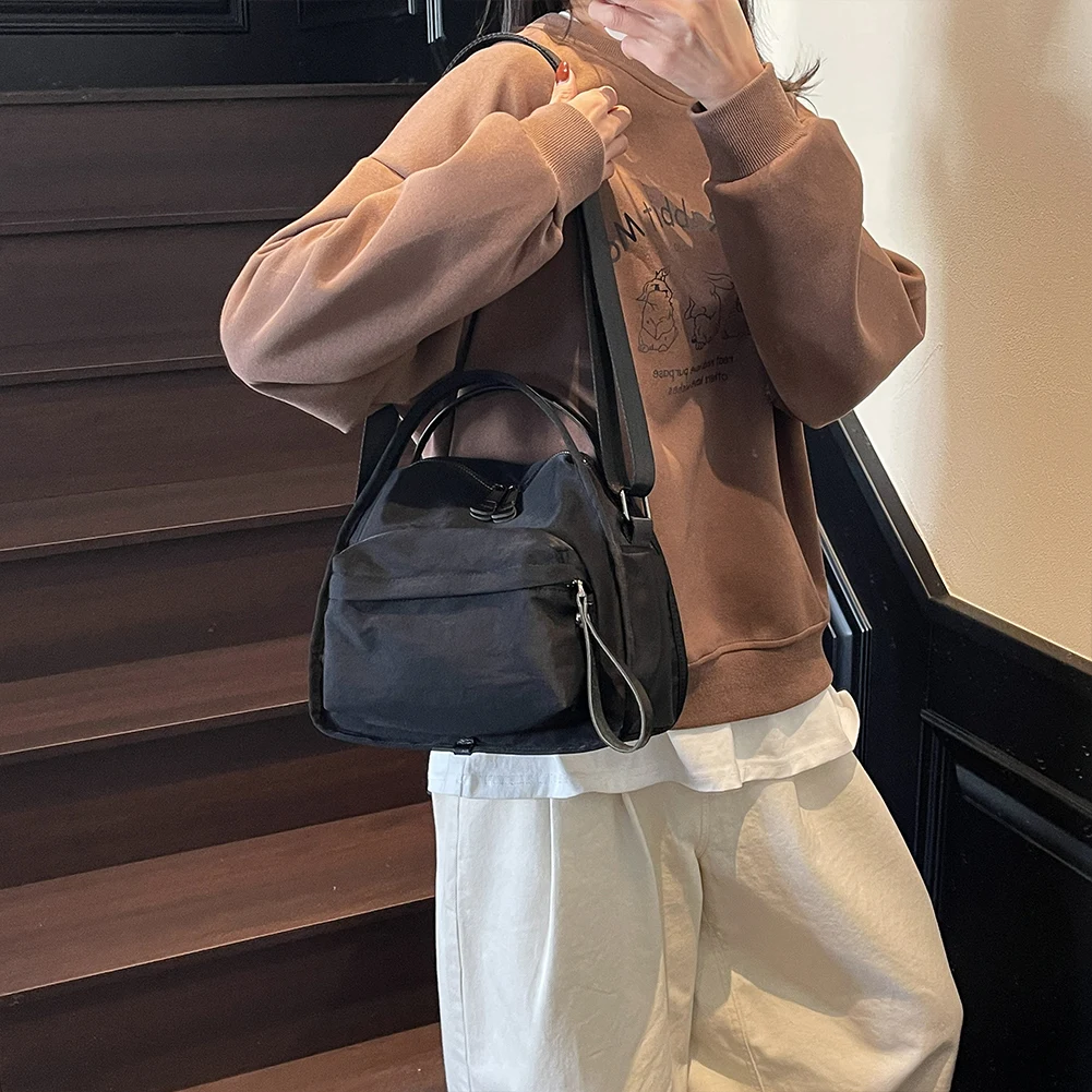 المرأة حقيبة كتف بسيطة سعة كبيرة حقيبة كروسبودي عادية سستة إغلاق أكسفورد القماش حقيبة يد السفر التسوق تاريخ العمل حقيبة