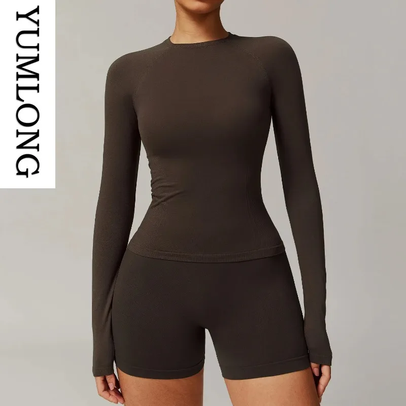 Seamless Long Sleeve Yoga Tops Ladies Quick-Dry Activewear Breathable Gym Clothing Casual Sportswear Workout Tees 2025 New Women