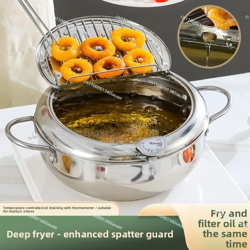 Thickened Stainless Steel Multifunctional Fryer Household Controlled Temperature Small Fryer Binaural Fryer