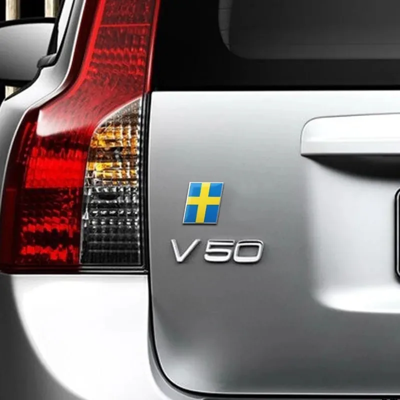 3D Metal AWD Sweden Flag Crown Logo Rear Trunk Emblem Badge Sticker Decals For Volvo V40 V60 C30 S60 S80 S90 XC90 XC60 XC40