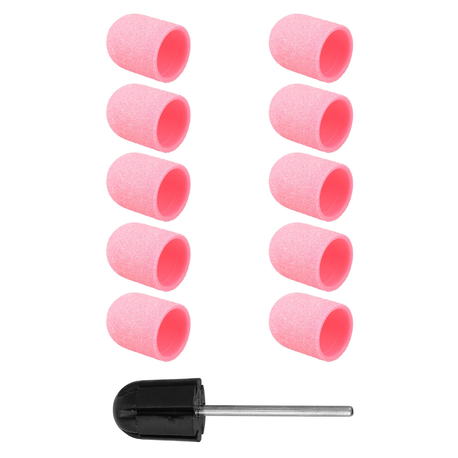 

10 Pcs Sand Plastic Nail Drill Bit Cap Grinding Head for Manicure Tools Durable Heat Resistance Lightweight Portable