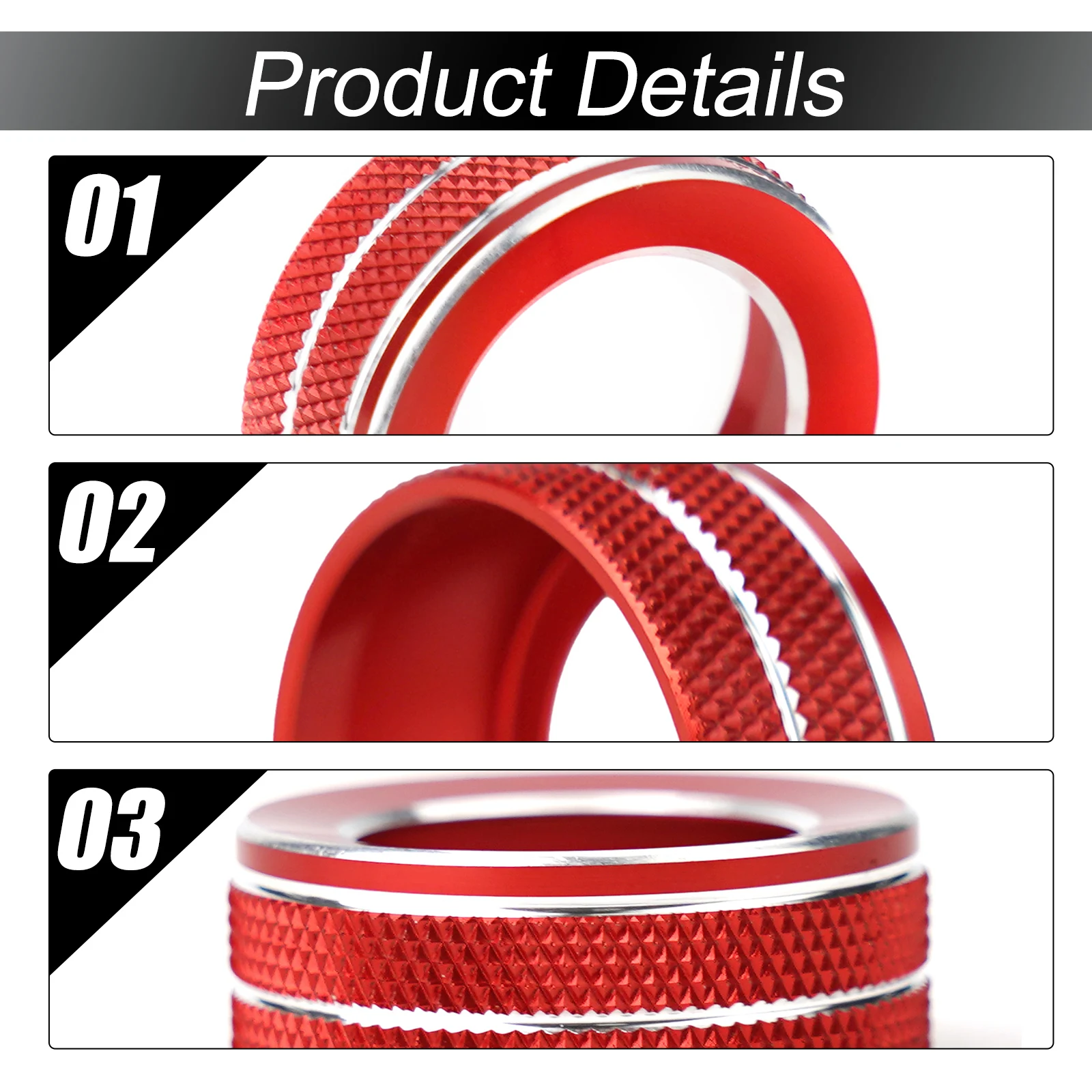 Decor Ring Trim Non-fade Non-rust Set 2pcs For XF XFL F-PACE Red Replacement Round Decorative For Jaguar XE XEL