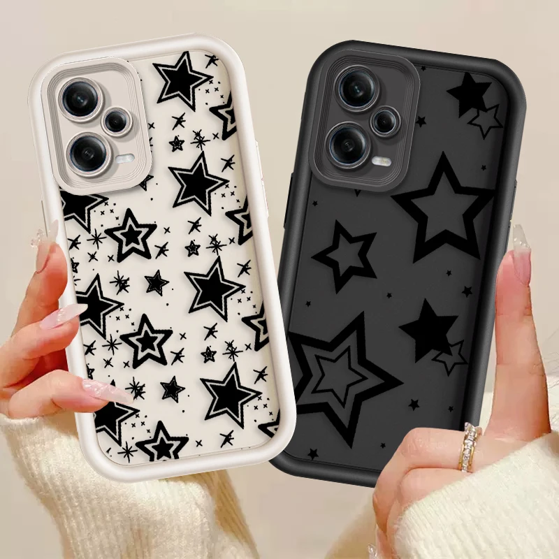 Art Five-pointed Star For Redmi Note 12 11 10 9 8 7 K50 40 30 20 12 10 9 A C Ultra Pro 5G 4G Soft Eye Ladder Phone Case