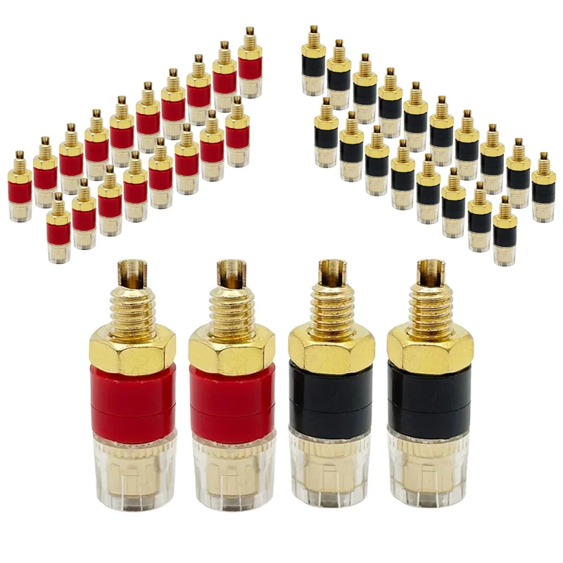 

20Pcs 4mm Gold Plated HIFI Speaker Amplifier Binding Posts Brass Terminal Connector With Transparent Shell Banana Plug Socket