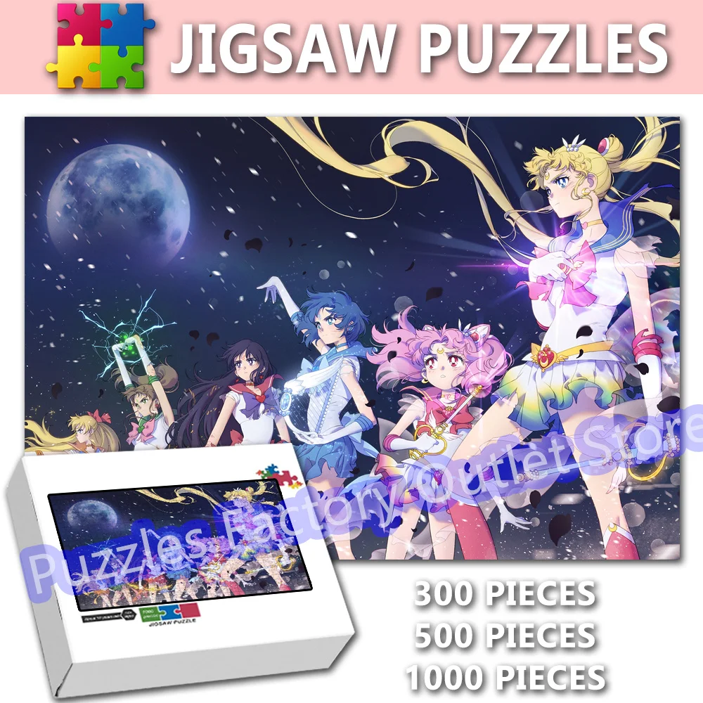 Sailor Moon Jigsaw Puzzles Japanese Beauty Girl Sailor Mercury Sailor Mars Figure Puzzle Kids Intellectual Toys Christmas Gifts