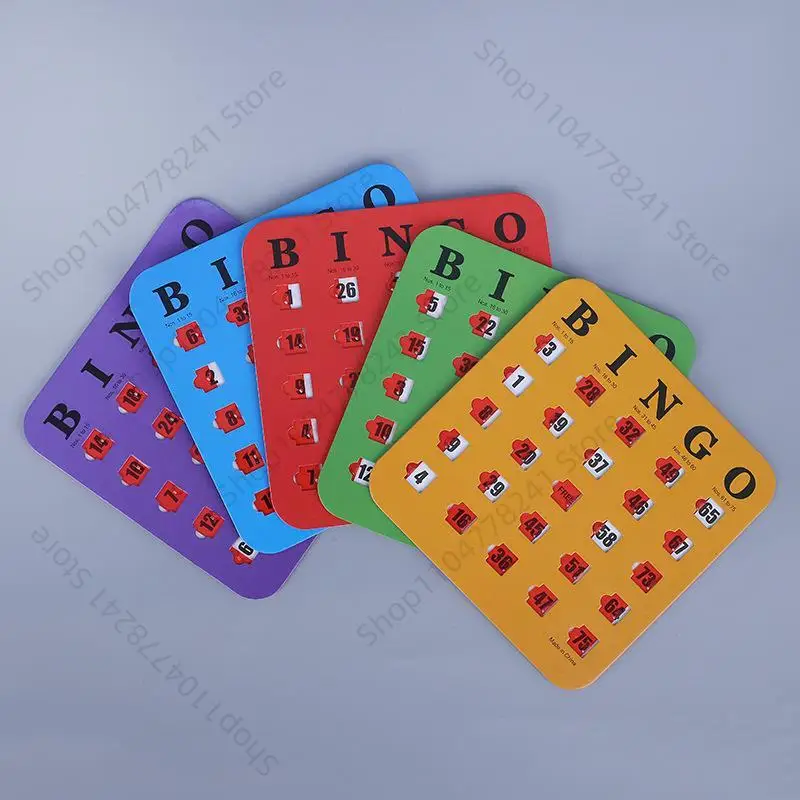 

5pcs Bingo Game Card Easy-Read With Sliding Windows Reusable Logical Thinking Ability Game Bingo Board Game Party Gift