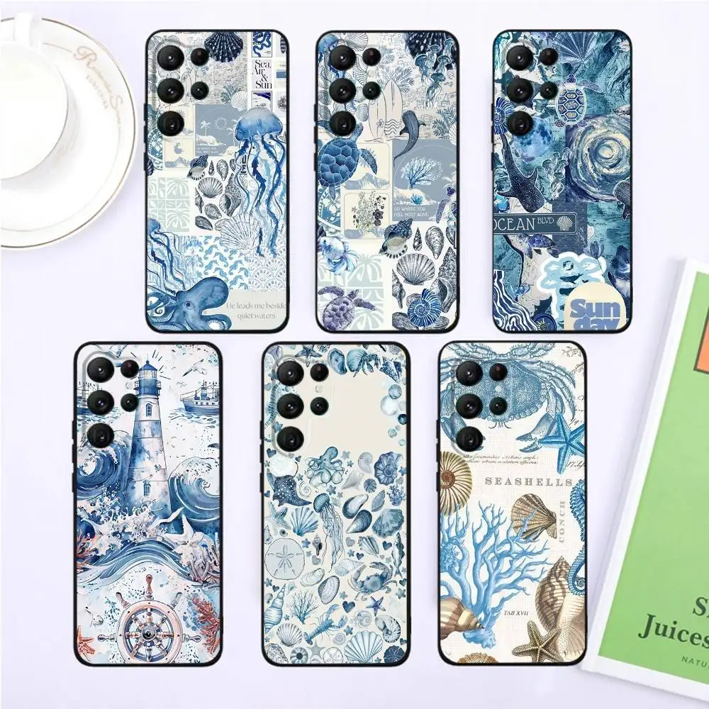 

Marine Animals Phone Case For Samsung S25,S24,S23,22,21,Ultra,Pro,S10,S30Plus,20lite Black Cover