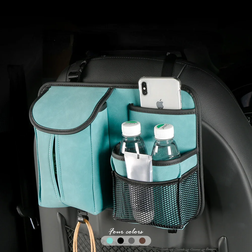 

Car Seat Back Storage Bag Hanging Bag Car Seat Back Storage Bag with Hook Suede Paper Drawer Tissue Box Organizer