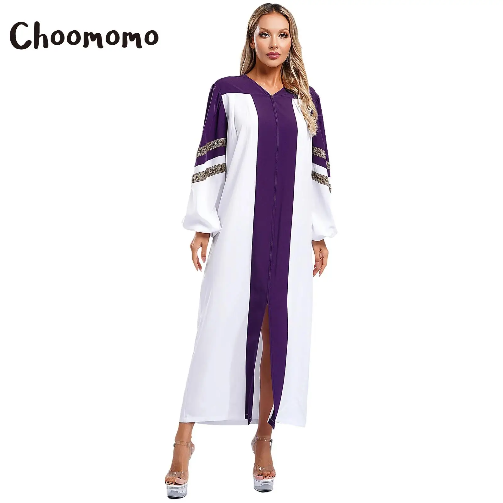 Womens Clergy Robes Minister Choir Robe Medieval Cassock Preacher Pastor Long Dresses Graduation Gown Halloween Cosplay Dress Up