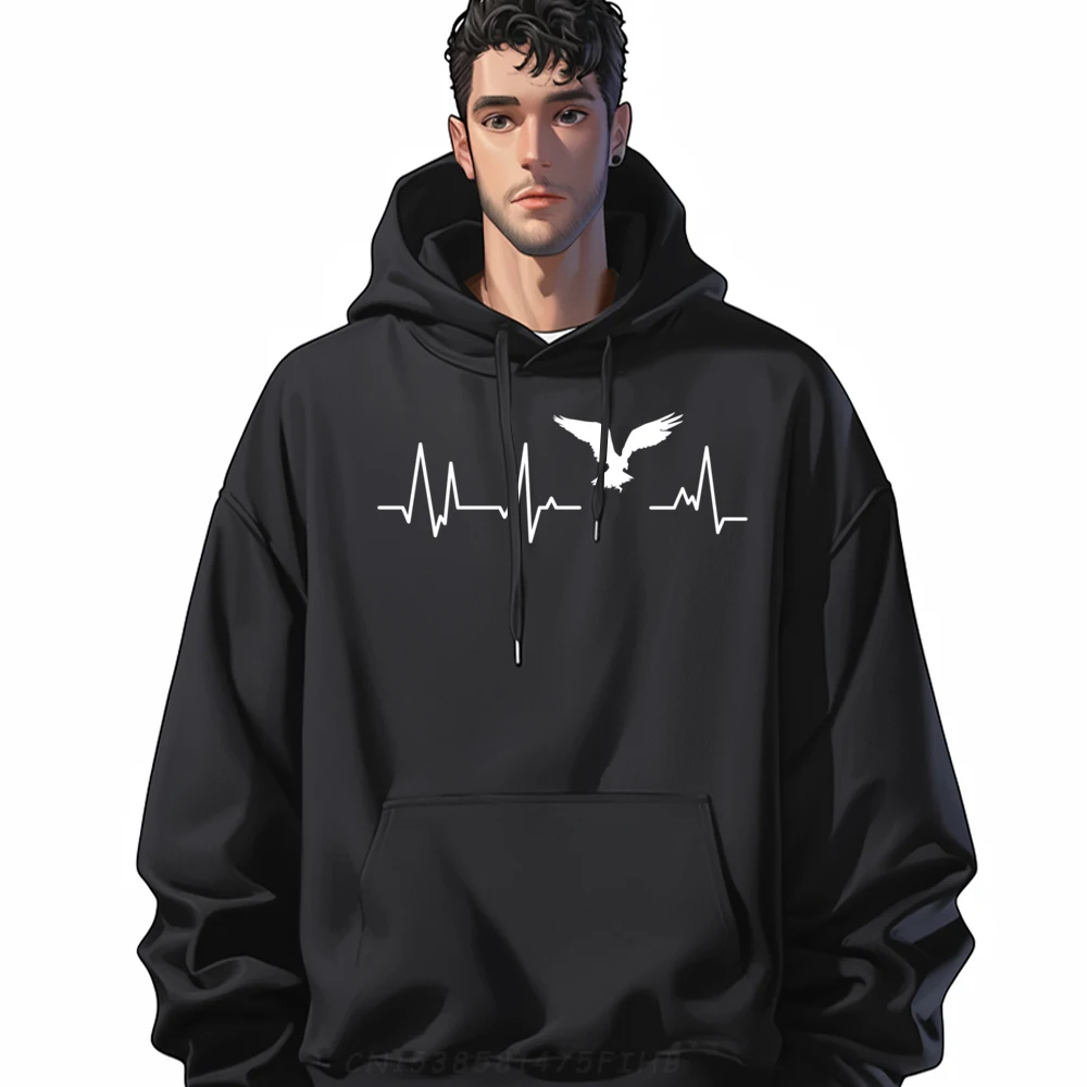 

Eagle Heartbeat with Eagle Heart rate Design Streetwear Men Hoodies Men Men Christmas Sweater Long Sleeve