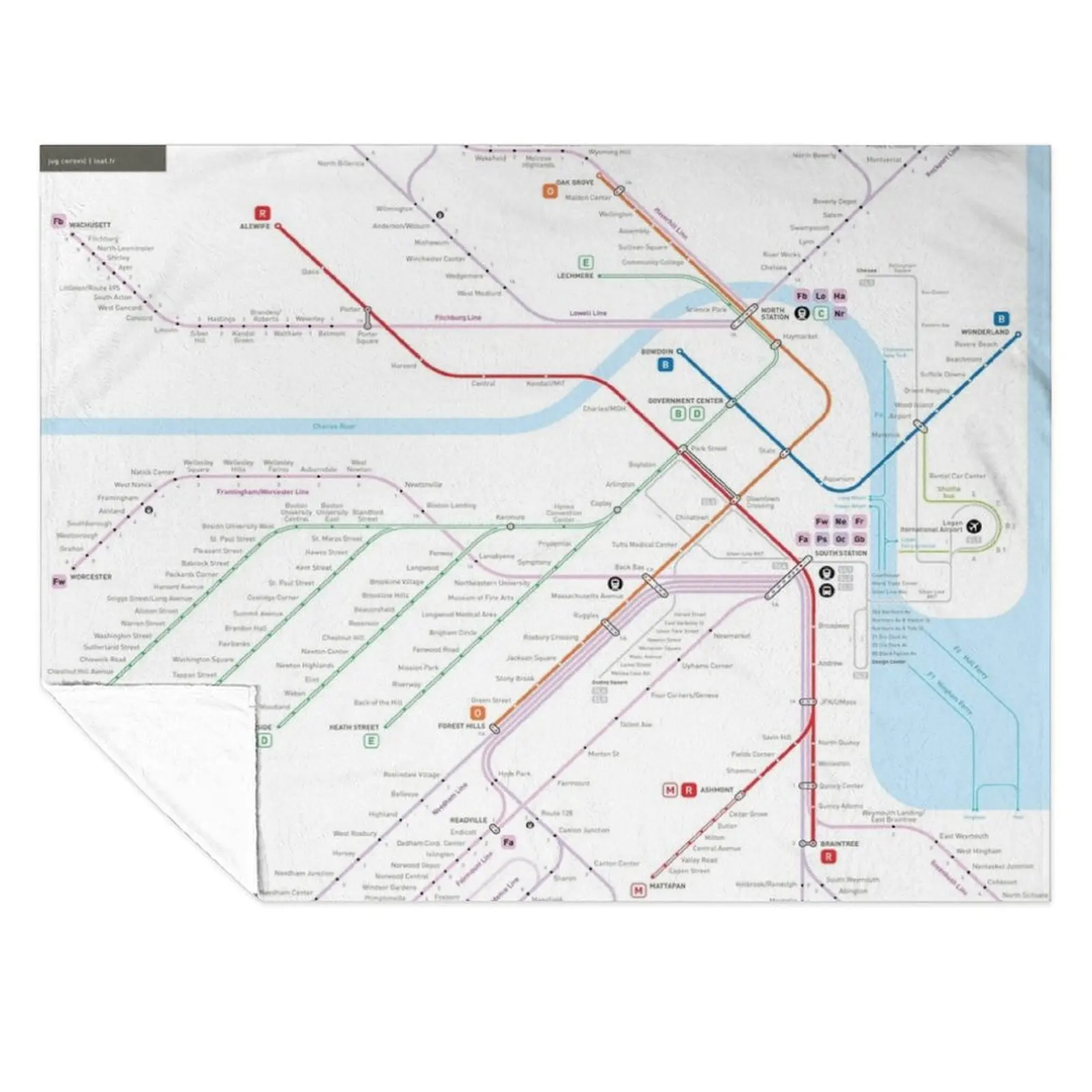 

Boston metro subway map Throw Blanket for babies Decorative Beds decorative Blankets