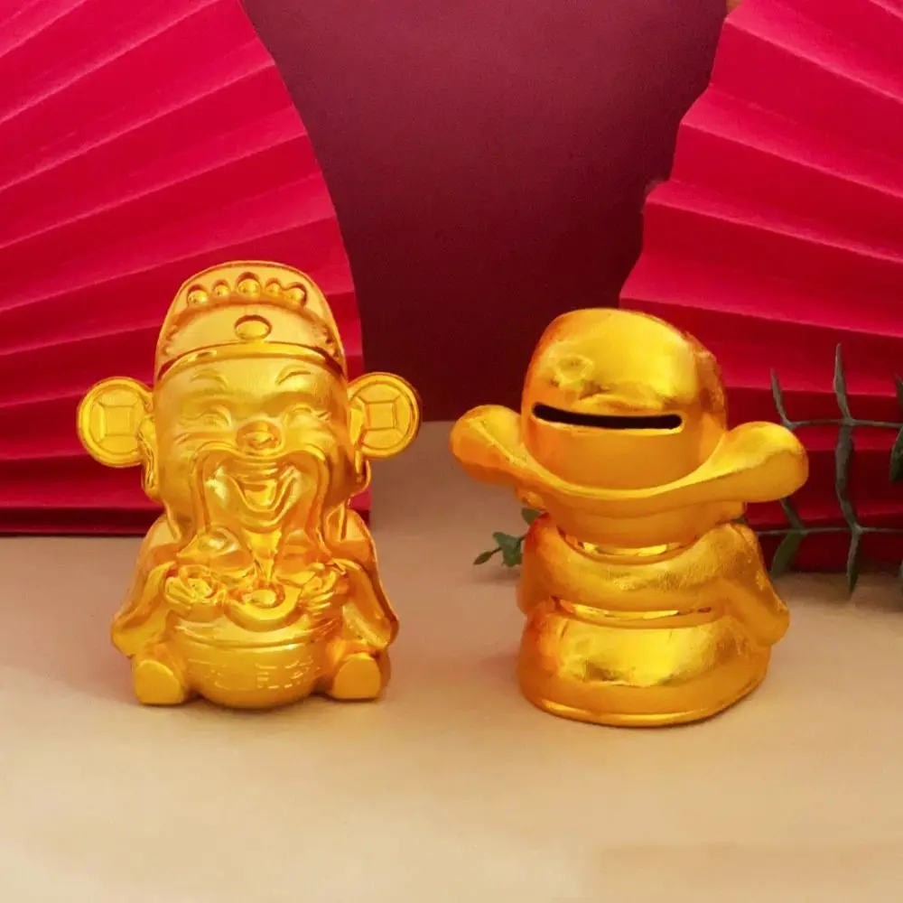 Gold Cartoon Piggy Bank Good Luck Anti-fall God of Wealth Coin Jar Durable Thickened Coin Saving Box New Year Celebration